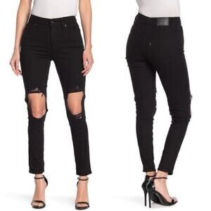 Levi's 721 High Rise Ripped Knee Skinny Jeans size 30 Black